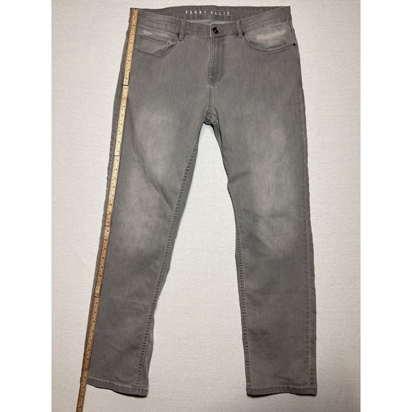 Perry Ellis Jeans Slim Fit Stretch Men 36x32 (38x31.5 Actual) Light Gray Denim - Picture 6 of 13